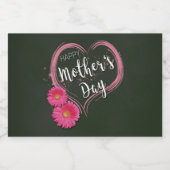 Moederdag met roze hartbloemen - Etiket op voedsel (Enkel label)