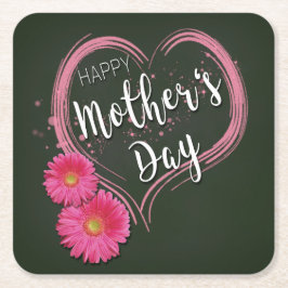 Moederdag met roze hartbloemen - Onderzetter papie