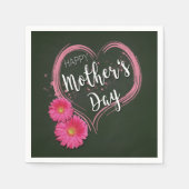 Moederdag met roze hartbloemen - Papier servet (Voorkant)