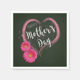 Moederdag met roze hartbloemen - Papier servet