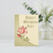 Moederdag met roze roos Briefkaart (Staand voorkant)
