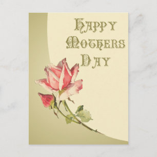 Moederdag met roze roos Briefkaart