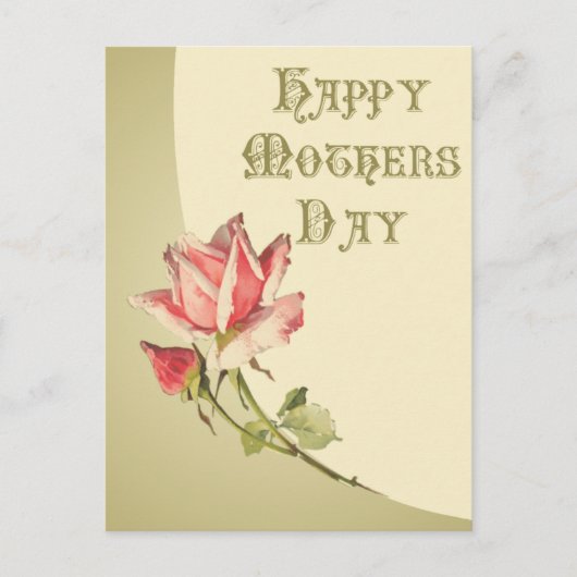 Moederdag met roze roos Briefkaart (Voorkant)
