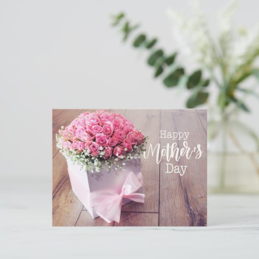 Moederdag met roze roze Kaart (Staand voorkant)