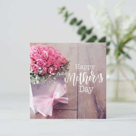 Moederdag met roze roze Kaart (Staand voorkant)