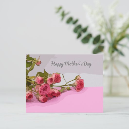 Moederdag met roze roze Kaart (Staand voorkant)