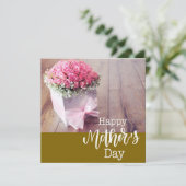 Moederdag met roze rozen kaart (Staand voorkant)