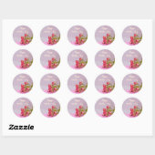 Moederdag met roze rozen ronde sticker (Vel)