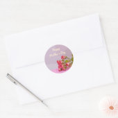 Moederdag met roze rozen ronde sticker (Envelop)