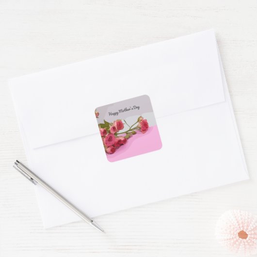 Moederdag met roze rozen sticker (Envelop)