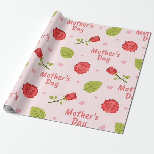 Moederdag met Rozen Cadeaupapier (Uitgerold)