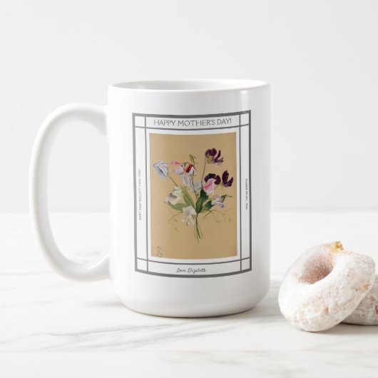 moederdag met zoete erwten bloemen koffiemok (Met donut)