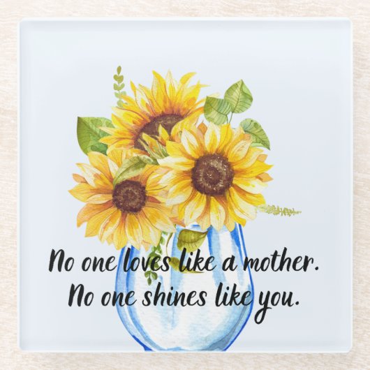 Moederdag met zonnebloem Onderzetter Glazen Onderzetter (Voorkant)