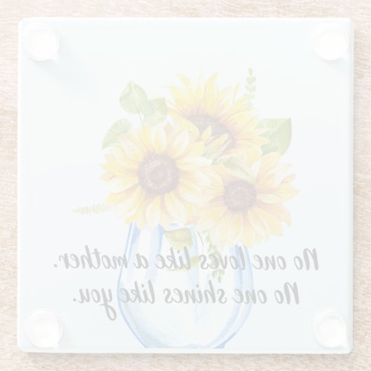 Moederdag met zonnebloem Onderzetter Glazen Onderzetter (Achterkant)