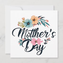 Moederdag Midden Bloemen Oranje Aqua Roze 2025 Feestdagenkaart