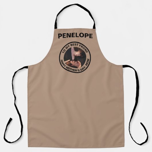 Moederdag Mijn beste vriend Aangepaste foto en tek Schort (Voorkant)