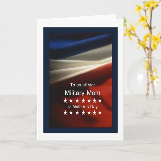 Moederdag - Militaire moeder - Vlag VS + Gedicht Kaart (Gele Bloem)