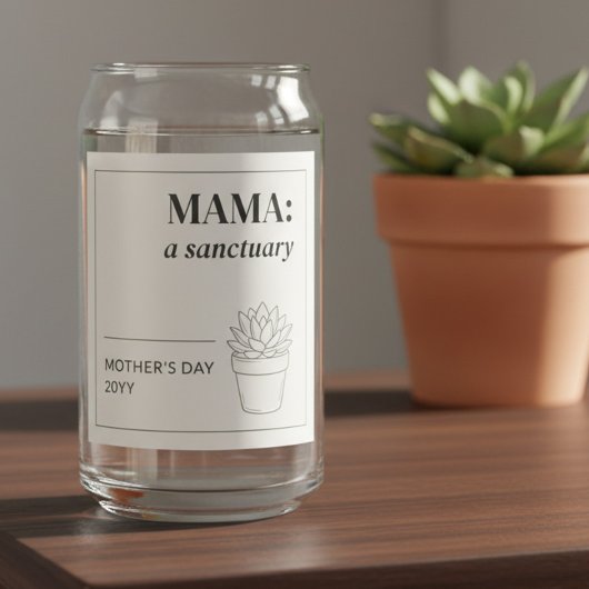 Moederdag Minimalist Mama Sanctuary Botanisch Blikvorm Glas