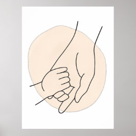 Moederdag Minimalistische ouder-kind lijntekening Poster