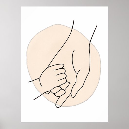 Moederdag Minimalistische ouder-kind lijntekening Poster (Voorkant)