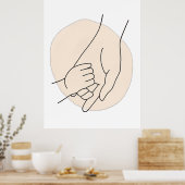 Moederdag Minimalistische ouder-kind lijntekening Poster (Keuken)