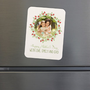 Moederdag Minimalistische Roos Waterverf Krans Magneet