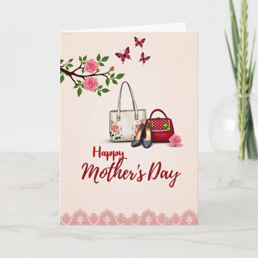 Moederdag modekaart met bloemen kaart (Voorkant)
