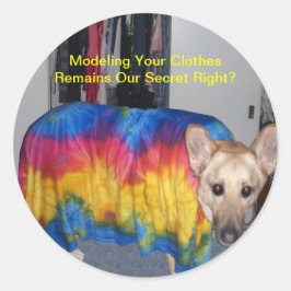 Moederdag modelleerkleding ronde sticker