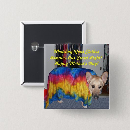 Moederdag modelleerkleding vierkante button 5,1 cm (Voorkant /achterkant)