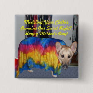 Moederdag modelleerkleding vierkante button 5,1 cm