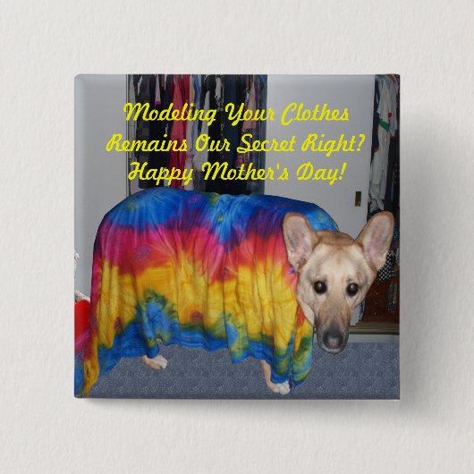 Moederdag modelleerkleding vierkante button 5,1 cm (Voorkant)