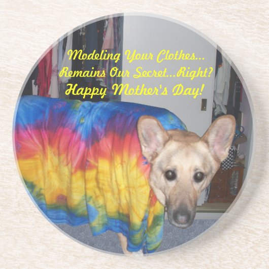 Moederdag modelleerkleding zandsteen onderzetter (Voorkant)