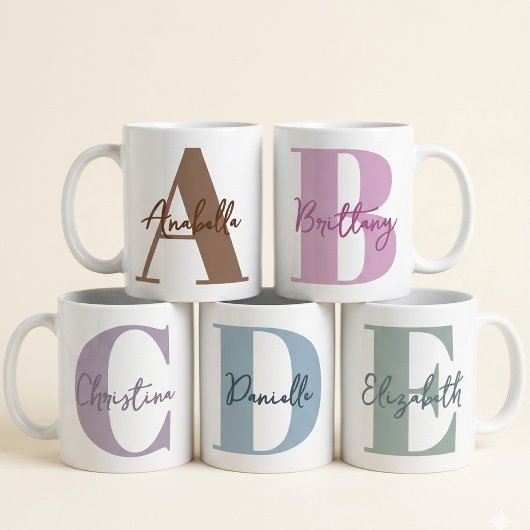 Moederdag | Moderne paarse monogram initiaal Moede Koffiemok