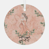 Moederdag Moeder-aanstaande Peach Glas Ornament (Achterkant)