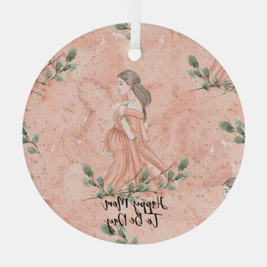 Moederdag Moeder-aanstaande Peach Glas Ornament (Achterkant)