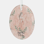 Moederdag Moeder-aanstaande Peach Glas Ornament (Voorkant links)