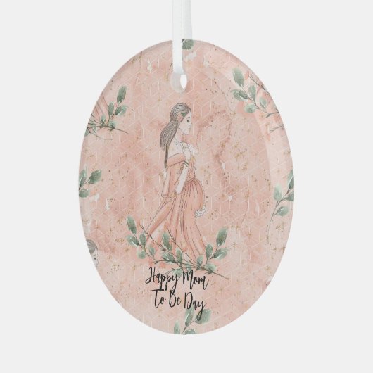 Moederdag Moeder-aanstaande Peach Glas Ornament (Voorkant links)