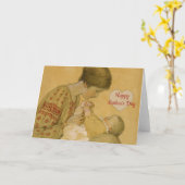 Moederdag Moeder-Baby Vignet Kaart (Gele Bloem)