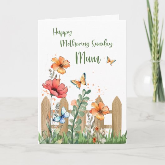 Moederdag Moeder Bloemen en Vlinders Kaart (Voorkant)