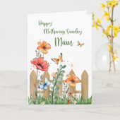 Moederdag Moeder Bloemen en Vlinders Kaart (Gele Bloem)