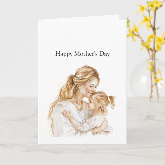 Moederdag Moeder Dochter Blond Kaart (Gele Bloem)