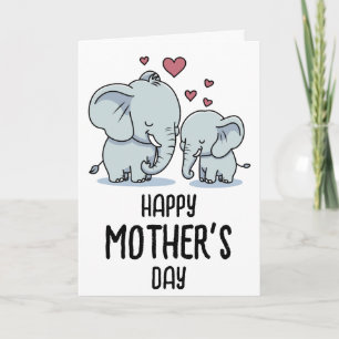 Moederdag Moeder en Baby olifant Kaart