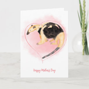 Moederdag moeder en baby tamandua kaart