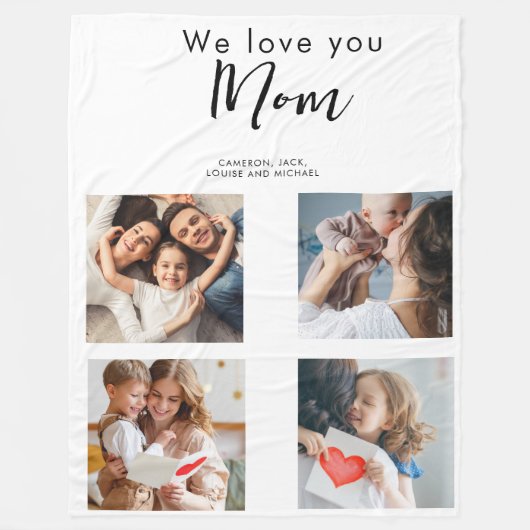 moederdag, moeder, fotocollage, we houden van je,  fleece deken (Voorkant)