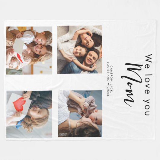 moederdag, moeder, fotocollage, we houden van je,  fleece deken (Voorkant (Horizontaal))