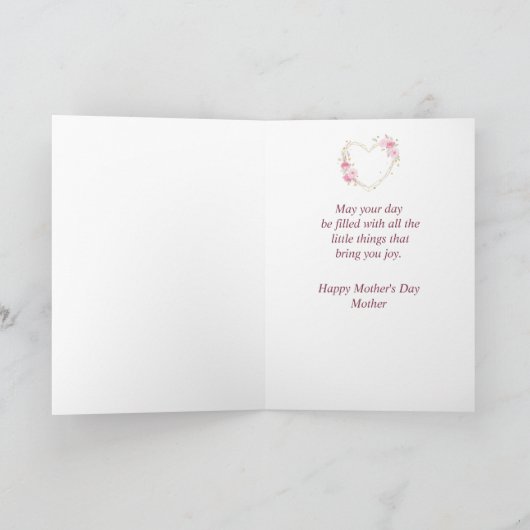 Moederdag Moeder Roze Bloedbloem Kaart (Binnen)