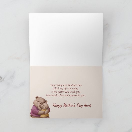 Moederdag moeder tante Cute Beer Hugs Kaart (Binnen)