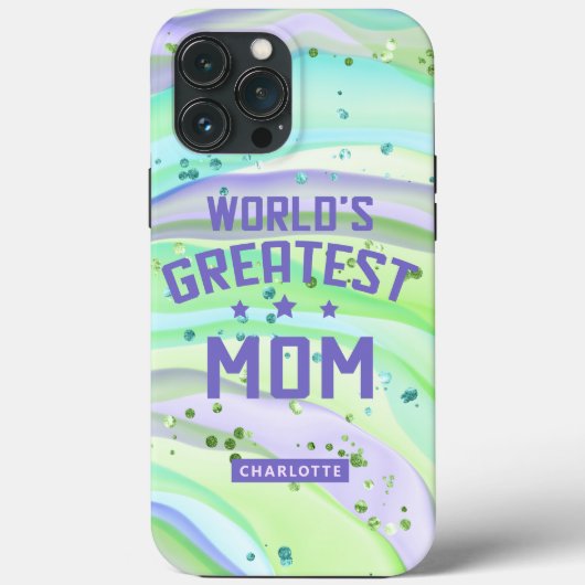 Moederdag Moeder van de Wereld Groene Glitters Case-Mate iPhone Case (Achterkant)