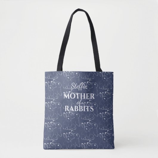 Moederdag Moeder van Konijnen Blue Bunny Custom Tote Bag (Voorkant)