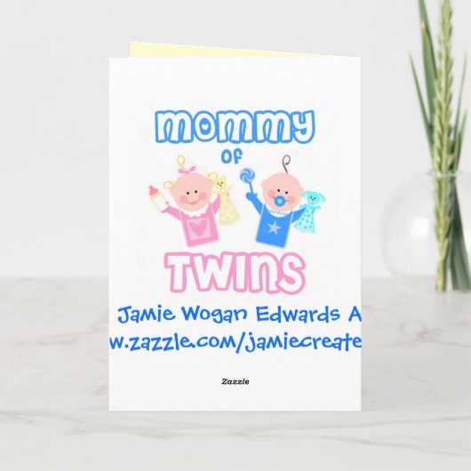 Moederdag moeder van tweeling wenskaart kaart (Achterkant)